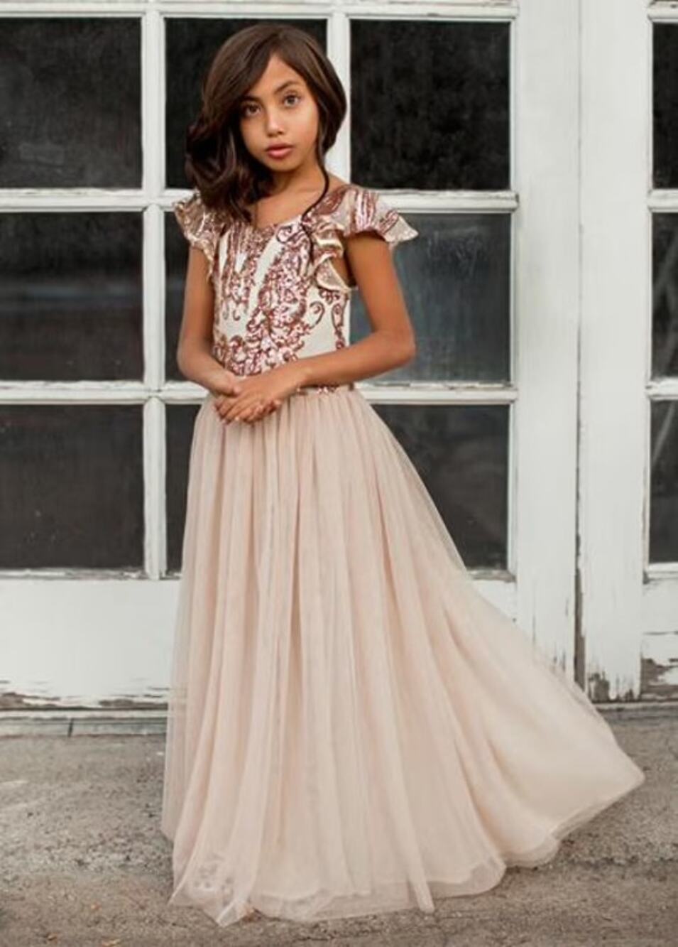 Joyfolie Mia Joy Ivy Dress in Rose Gold Girl's Size 2